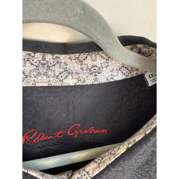 Robert Graham Textured Geometric Flip Cuff Black XXXXL 4XL Long Sleeve - Picture 3 of 8